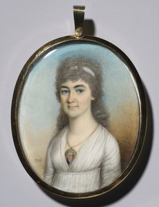 صورة لامرأة ترتدي صورة مصغرة ، ج. 1780. بواسطة توماس هازلهيرست