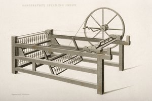 جيني الغزل ، اخترعها جيمس هارجريفز في 1764 ، 1835 بواسطة توماس هنري نيكلسون