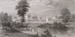منظر لقصر باكنغهام وقوس ماربل ، من حديقة سانت جيمس ، c.1835