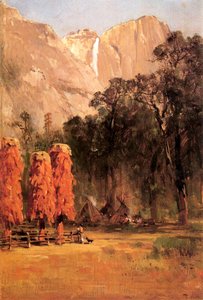 مخازن حبوب الجوزة للهنود Piute ، c.1873 (زيت على ورق على متن) بواسطة توماس هيل