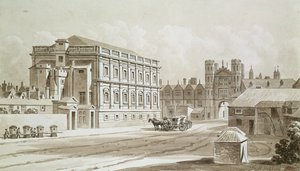 بيت الحفلات وبوابة الملك ، 1827 (قلم وحبر ومرحاض على ورق) بواسطة توماس هوسمر شيبرد