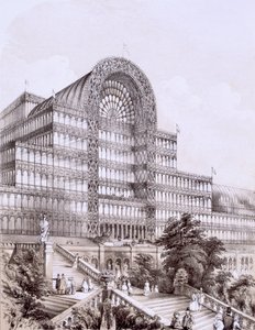 كريستال بالاس في سيدنهام ، الجزء الأمامي من الكنيسة الكبرى ، c1854. بواسطة توماس هوسمر شيبرد