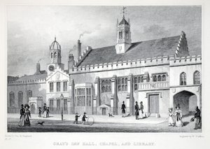 قاعة Gray&39;s Inn ، مصلى ومكتبة ، من حانة &39;London and Environs in the Nineteenth Century&39;. شركة جونز أوند ، 1827-1829 بواسطة توماس هوسمر شيبرد
