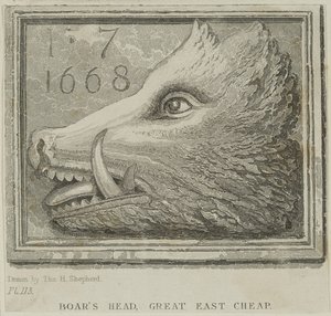 علامة نزل من حانة Boars Head في Eastcheap ، c.1850