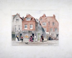 منزل السيد Upcott وشخصيات في شارع Upper Street ، إيسلينجتون ، لندن ، c1835. بواسطة توماس هوسمر شيبرد