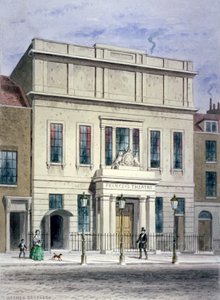شمال أمام مسرح برينسيس في شارع إيست كاسل ، سانت ماريليبون ، لندن ، c1830 بواسطة توماس هوسمر شيبرد