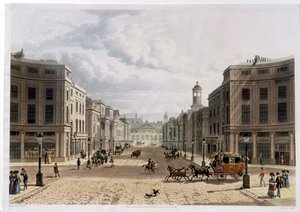 شارع ريجنت ، من بيكاديللي ، نقش جيه.بلوك (fl.1791-1831) ، حانة. 1822 من قبل "مستودع الفنون" لأكرمان (أكواتينت) بواسطة توماس هوسمر شيبرد