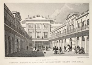 SE View of London Horse and Carriage Repository، Gray&39;s Inn Road، from "London and Environs in the Nineteenth Century &39;&39; pub. شركة جونز أوند ، 1827-1829 بواسطة توماس هوسمر شيبرد
