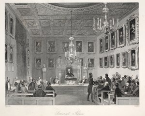Somerset House ، من حانة "London Interiors مع ملابس الأزياء والاحتفالات". جوزيف ميد ، لندن ، 1843 (نقش الفولاذ) بواسطة توماس هوسمر شيبرد