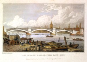 جسر ساوثوارك من بانك سايد ، لندن ، 1817 بواسطة توماس هوسمر شيبرد