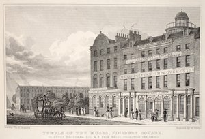 معبد Muses ، ساحة Finsbury ، من حانة "لندن وضواحيها في القرن التاسع عشر". شركة جونز أوند ، 1827-1829 بواسطة توماس هوسمر شيبرد