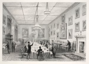 منزل مسقوف بالقش ، من حانة "London Interiors with the Costumes and Ceremonies". جوزيف ميد ، لندن ، 1843 (نقش الفولاذ) بواسطة توماس هوسمر شيبرد