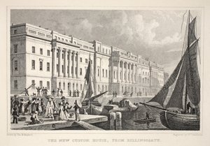 The Custom Custom House ، من بيلينجسجيت ، من حانة "لندن وضواحيها في القرن التاسع عشر". شركة جونز أوند ، 1827-1829 بواسطة توماس هوسمر شيبرد