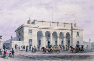 محطة السكة الحديد الجنوبية الغربية في ناين إلمز فوكسهول ، 1856 بواسطة توماس هوسمر شيبرد