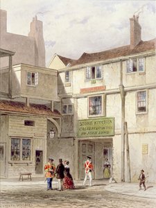 تم هدم المقصف الشهير في البرج - المسمى The Stone Kitchen - في عام 1827 (ألوان مائية) بواسطة توماس هوسمر شيبرد