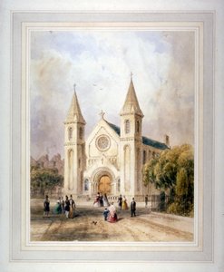 منظر لمبنى ديني غير معروف في ساحة ريجنت ، سانت بانكراس ، لندن ، 1842. بواسطة توماس هوسمر شيبرد