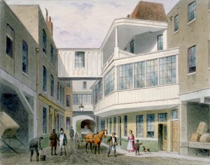 منظر لـ Cross Keys Tavern، Wood Street، City of London، c1850. بواسطة توماس هوسمر شيبرد