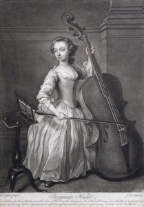 صورة لبنجامين هالت وهو يعزف على آلة الكمان ، نقشها جيمس مكارديل (c.1729-65) ، c.1749 بواسطة توماس جينكينز