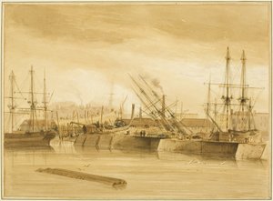 Eastern Wapping Dock ، والتي تظهر باركو "أفون" على الأسهم بواسطة توماس ليسون الأكبر روبوتبهام