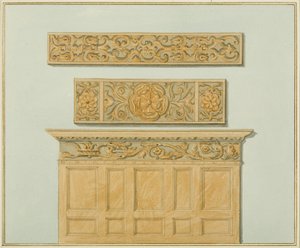Parts of the Panelling and Frieze, in Langton Mansion, on the Back (watercolor on paper) بواسطة توماس ليسون الأكبر روبوتبهام