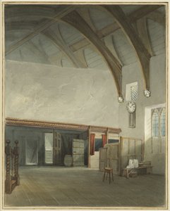 Room in a house in Cider House Passage, off Broad Street (watercolor on paper)