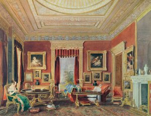 غرفة الرسم ، لي كورت ، بريستول ، حوالي عام 1840 (ألوان مائية على ورق)