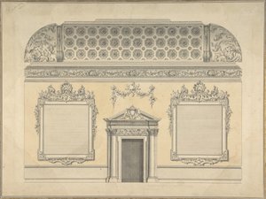 تصميم لجزء من غرفة روكوكو ، بسقف مغطى وكورنثيان مزخرف ... ، حوالي 1750. بواسطة توماس لايتولر.