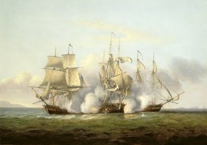 HMS Gore في العمل مع "Palinure" و "Pilade" من Brigs الفرنسية (انظر أيضًا 197354)