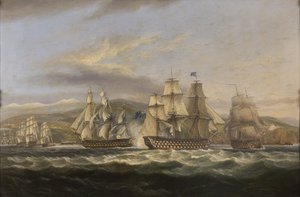 .MS Caledonia و HMS Boyne يطاردون الأسطول الفرنسي إلى طولون بواسطة توماس لوني