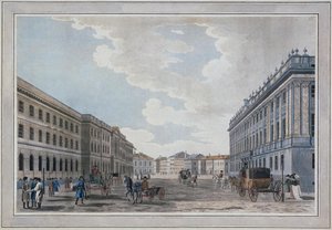 منظر لشارع المليون والقصر الرخامي عبر حقل المريخ ، 1790 بواسطة توماس مالتون الأكبر