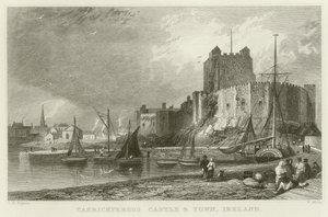 Carrickfergus القلعة والمدينة بواسطة توماس مان باينز