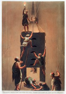 "ممر من الثاني إلى الثالث بالمعرض بالهرم الأكبر" ، الجيزة ، مصر ، ١٨٠٢ بواسطة توماس ميلتون