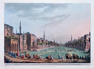 الميدان الرئيسي في القاهرة الكبرى ، بقصر مراد بيز ، 1801 بواسطة توماس ميلتون