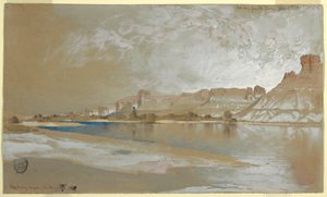 رسم، النهر الأخضر من العبارة، إقليم وايومنغ، 11 سبتمبر 1889 بواسطة توماس موران