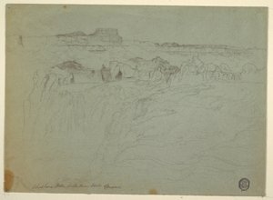رسم، شلالات شوشون، نهر الأفعى، أيداهو، 1875 بواسطة توماس موران