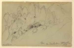 رسم، عرين الشيطان، يلوستون، 1871 بواسطة توماس موران
