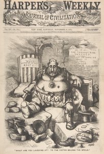 ما الذي تضحك عليه في فيلم To the Victor Belong the Spoils from Harper's Week ... ، 25 نوفمبر 1871. بواسطة توماس ناست