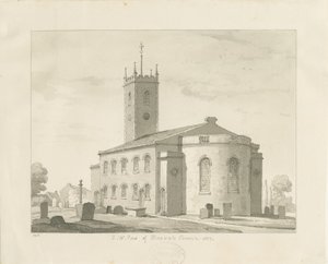 كنيسة Bloxwich: رسم بني داكن ، 1837 بواسطة توماس بيبلو وود
