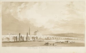 جسر ومدينة بيرتون أبون ترينت: رسم بني داكن ، 1837 بواسطة توماس بيبلو وود