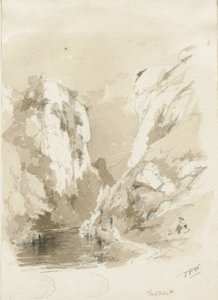 Dovedale - المناظر الطبيعية: الرسم بالقلم الرصاص والغسيل ، و [1817-1845] (رسم) بواسطة توماس بيبلو وود