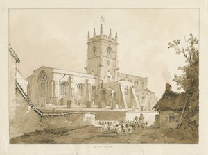 كنيسة Gnosall: غسل الرسم ، 1838 بواسطة توماس بيبلو وود