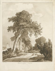 كنيسة مارشينجتون: رسم يغسل بني داكن ، 1836 بواسطة توماس بيبلو وود