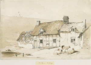 Norbury Village - Old Houses: sepia wash drawing بواسطة توماس بيبلو وود