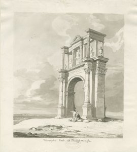 Shugborough - قوس النصر: رسم بني داكن ، 1836 بواسطة توماس بيبلو وود