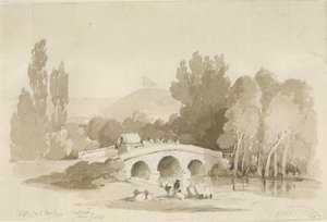 ستافورد - جسر هوليفورد ، ميلفورد: رسم بني داكن ، ٧ يونيو ١٨٣٨ (رسم) بواسطة توماس بيبلو وود