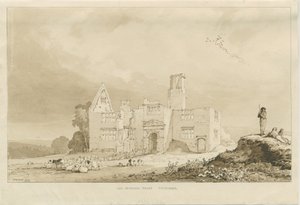 Tittensor - Old Manor House: رسم بني داكن ، 1837 بواسطة توماس بيبلو وود