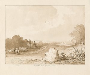 Trysull - "War Stone قرب Seisdon Common": رسم بالقلم الجاف والبني الداكن ، 1837 بواسطة توماس بيبلو وود