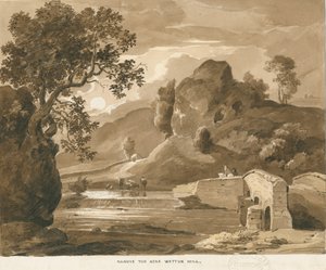 Wetton Mill - &39;Nanny&39;s Tor&39;: رسم بني داكن ، و [؟ 1838] (رسم) بواسطة توماس بيبلو وود