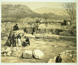 منظر لمعبد المريخ ، من "تاريخ الاكتشافات في هيليكارناسوس ، Cnidus ، und Branchidae" ، بقلم تشارلز توماس نيوتن (1816-1894) نشر عام 1862 بواسطة توماس بيكين