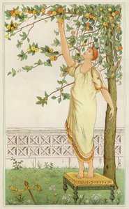 Danae among the orange trees (colour litho)